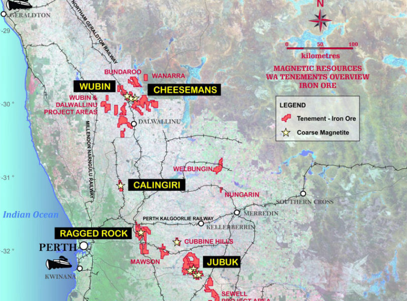 To date a cumulative total of 117km of magnetic targets with potential for coarse grained premium magnetite has now been identified on the company’s tenements.