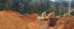 Alluvial-mining-at-the-Paul-Isnard-gold-project,-French-Guiana.