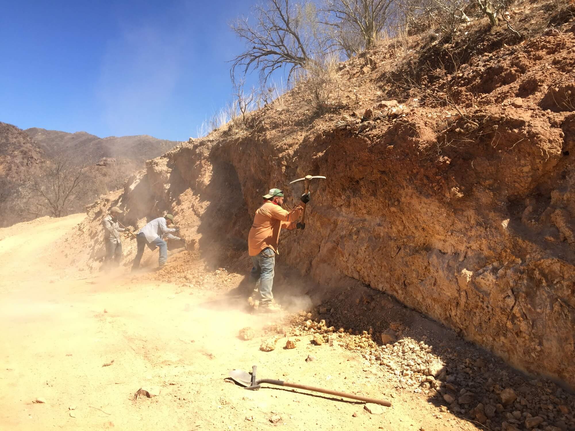 4.-Cervantes---Preparing-a-drill-road-cut-for-rock-chip-channel-sampling-at-the-California-zone