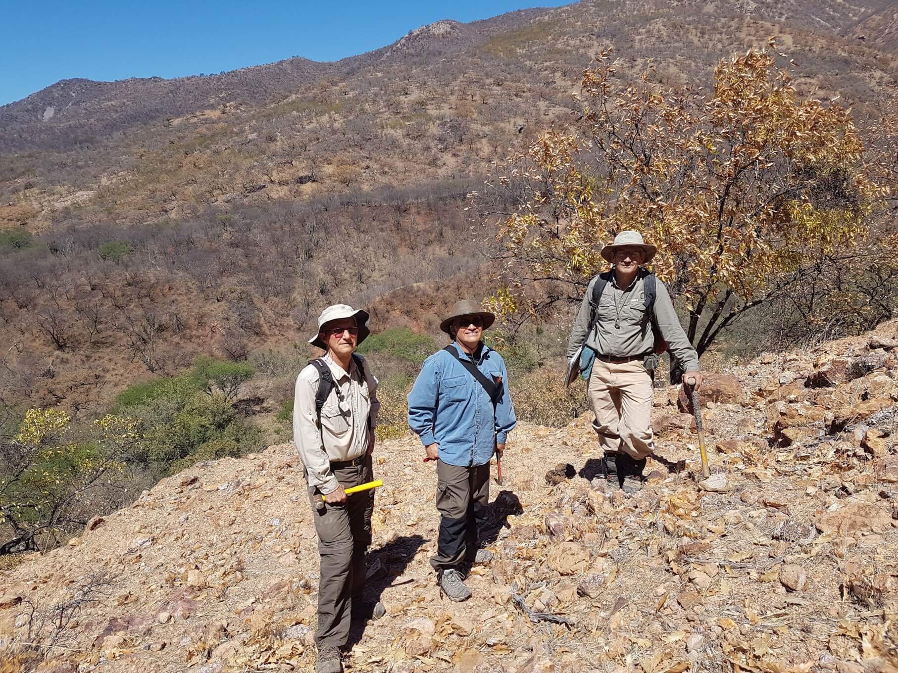 8.-Cervantes---Directors-Mark-Rebagliati-Pat-Varas-and-CEO-Joey-Wilkins-inspecting-outcropping-mineralization-at-the-California-zone