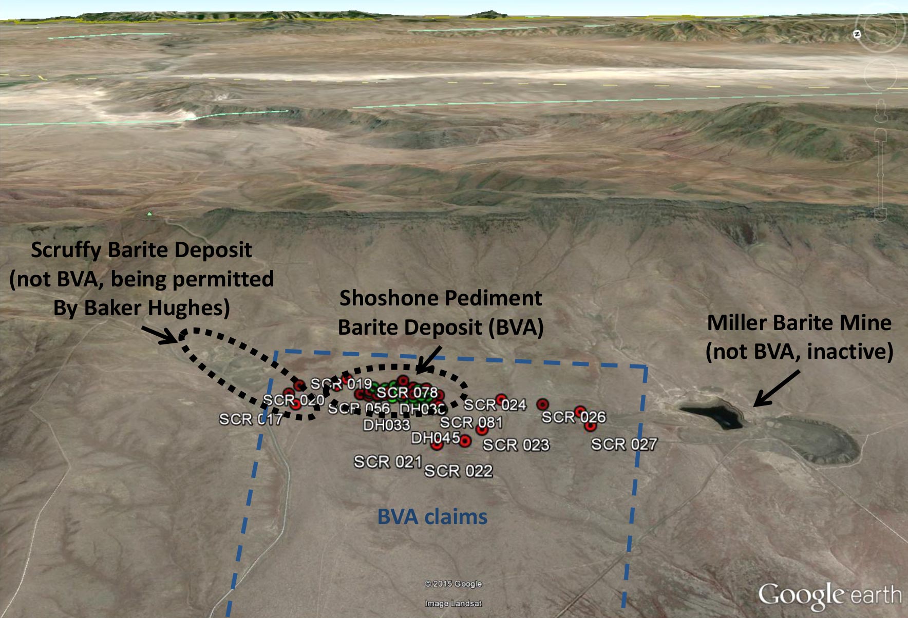 Barite property, optioned to Baker-Hughes