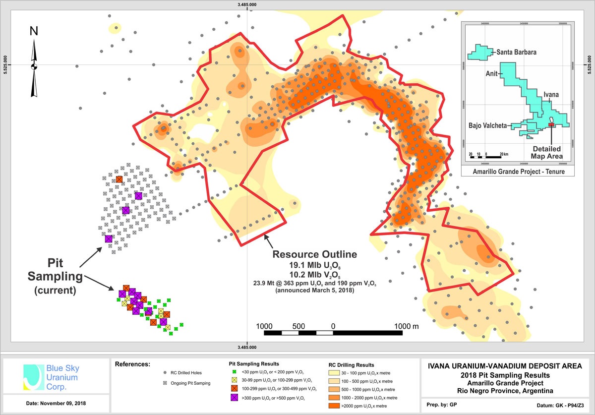 Ivana Uranium-Vanadium Deposit Area 2018 Sampling Results