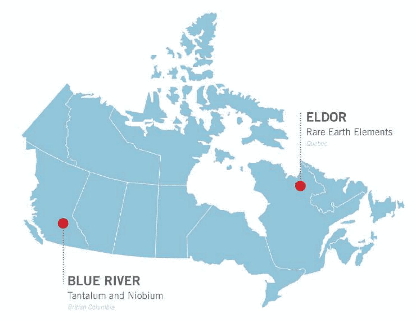 Two advanced projects: 1. Ashram Rare Earth Project, Eldor Property, Quebec 2. Upper Fir Tantalum / Niobium Project, Blue River, BC