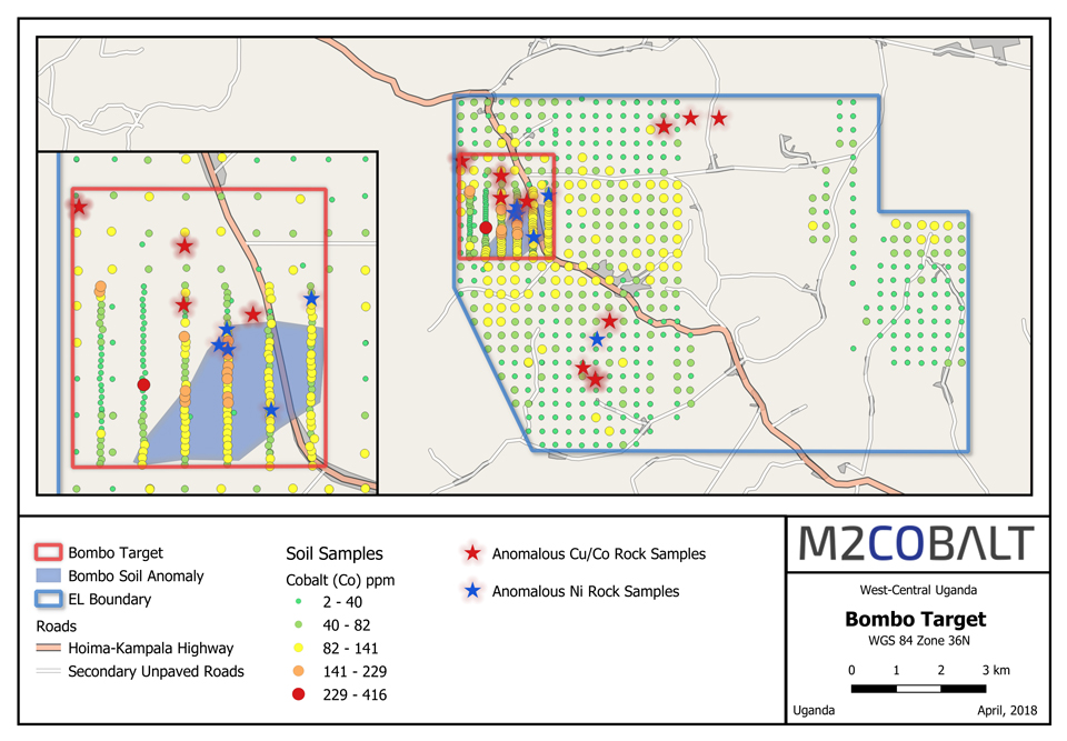 Cobalt & Nickel In Soil And Rock Samples At Bombo Target