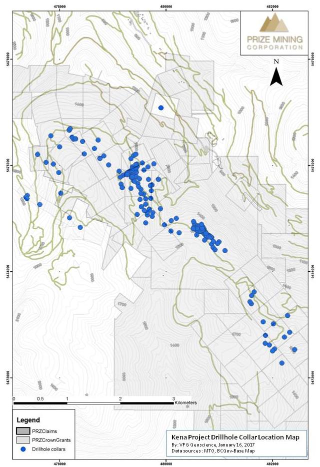 Drillhole location map for the Kena Project