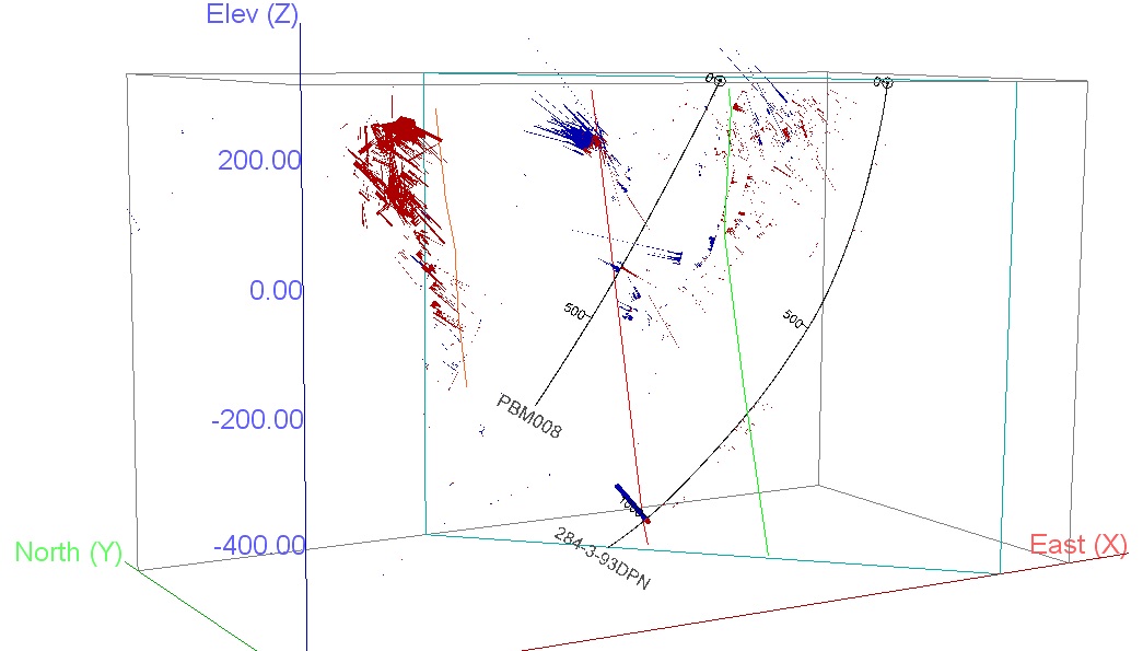 3D Cross-sectional view looking NE. Simplified Cabin Zone horizon