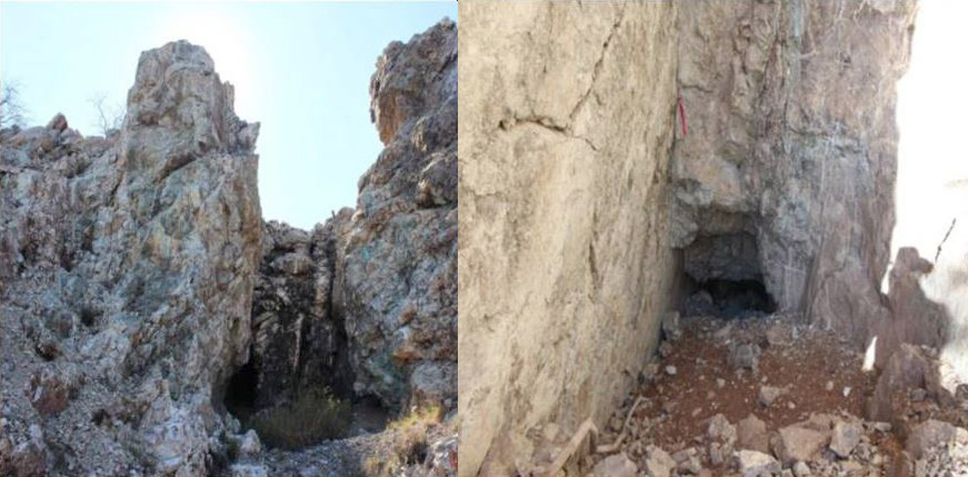 Alamos Vein Quartz Blow Out (left) Promontorio Azulucas Workings (right)