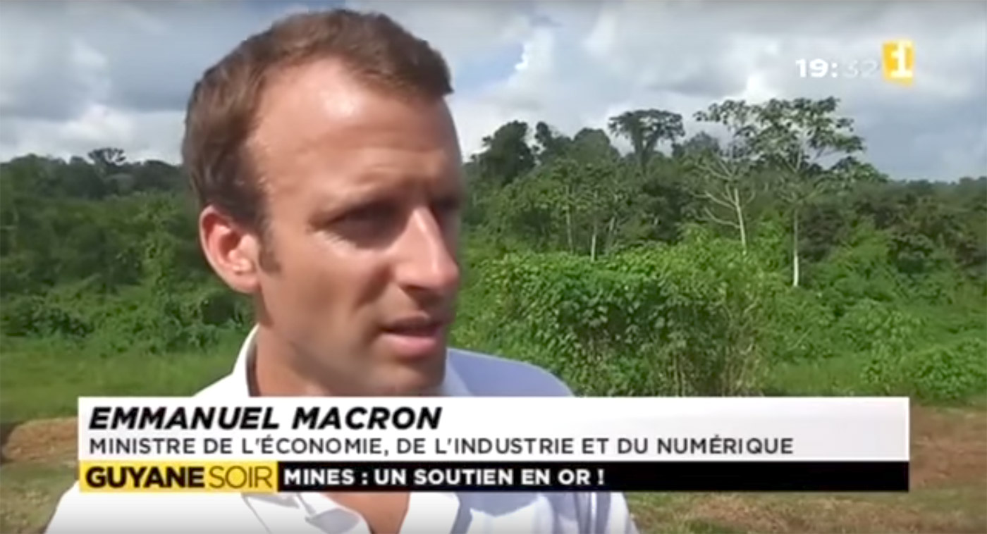 French President Emmanuel Macron during a visit on the Montagne D’Or property in 2015. See the full interview here (in French)
