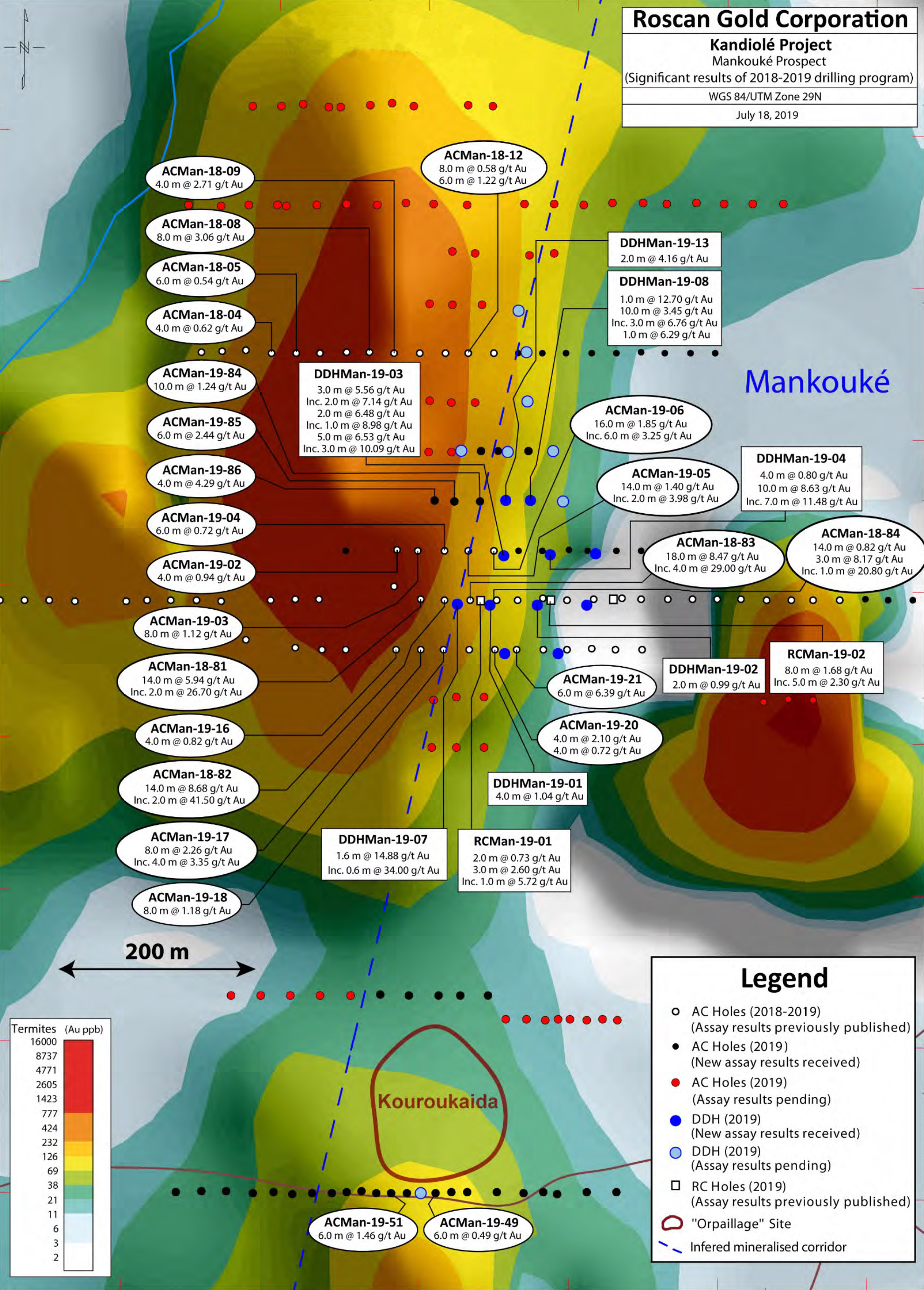 Mankouké Prospect - Significant results of 2018-2019 drilling campaign