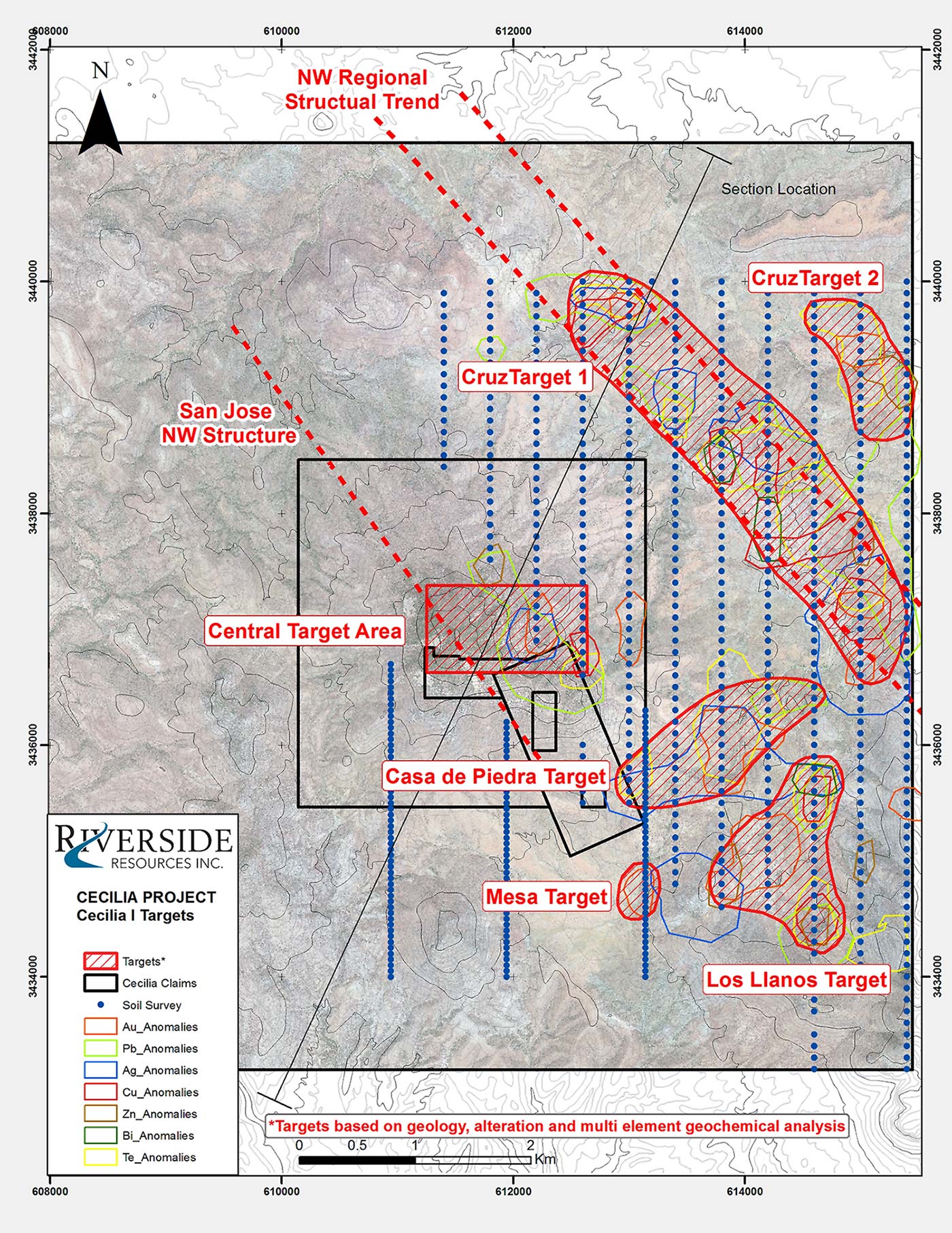 Map of the Cecilia 1 Targets at the Cecilia Project