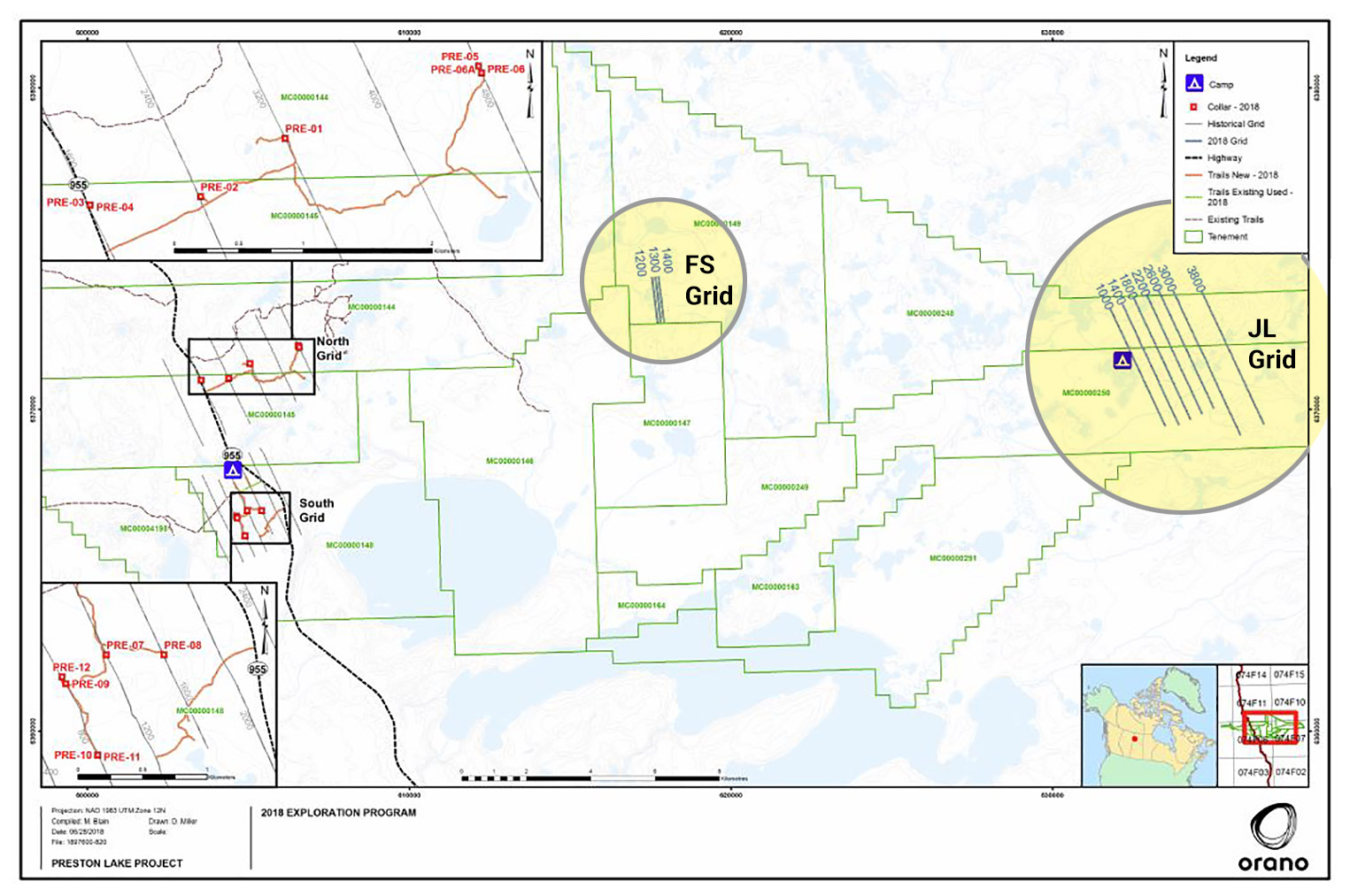 Preston Uranium Project – 2018/2019 Exploration Program Map