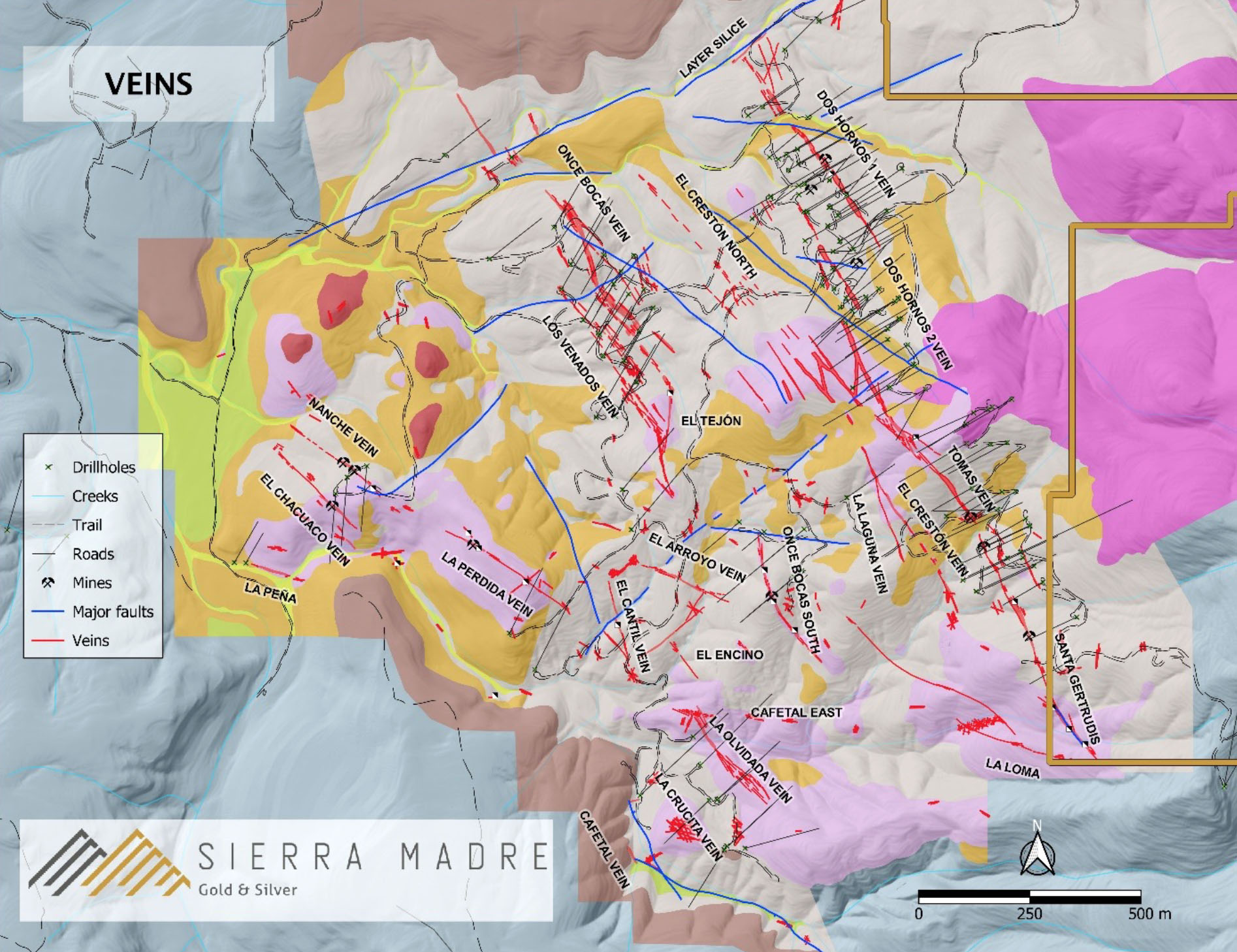 Over 9 km of mineralized structures identified to date