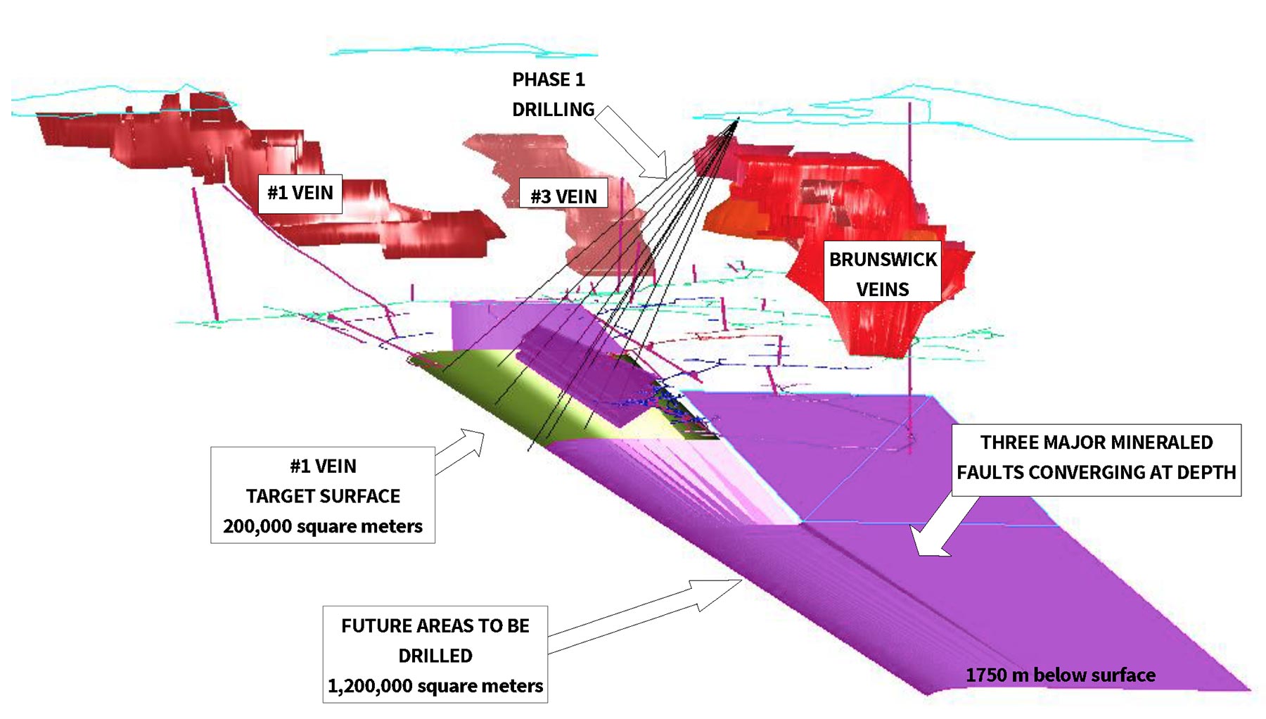 Phase 1 Drilling Target Isometric View looking North