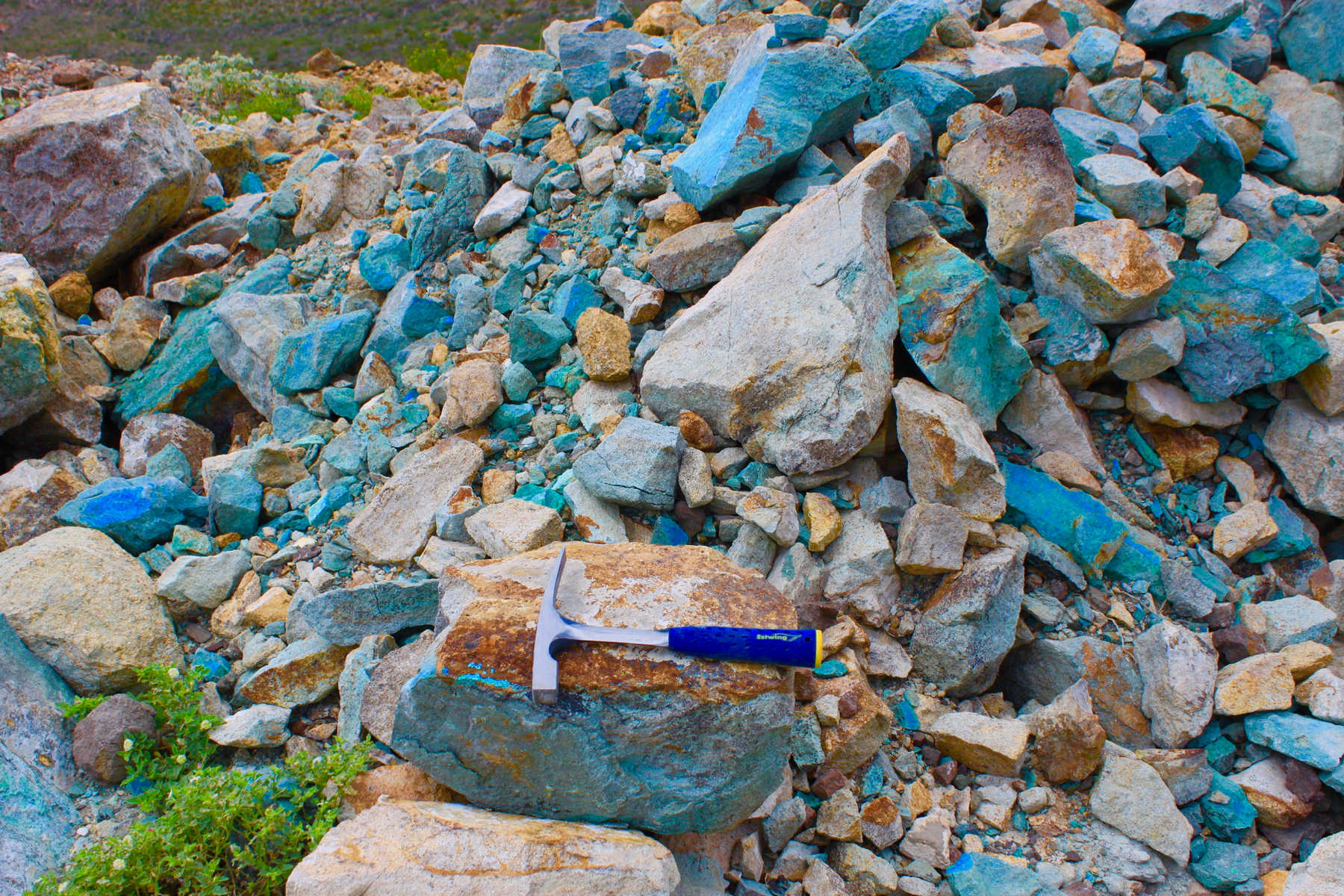 Buena Suerte Copper Silver Manto Mineralized boulders in the talus