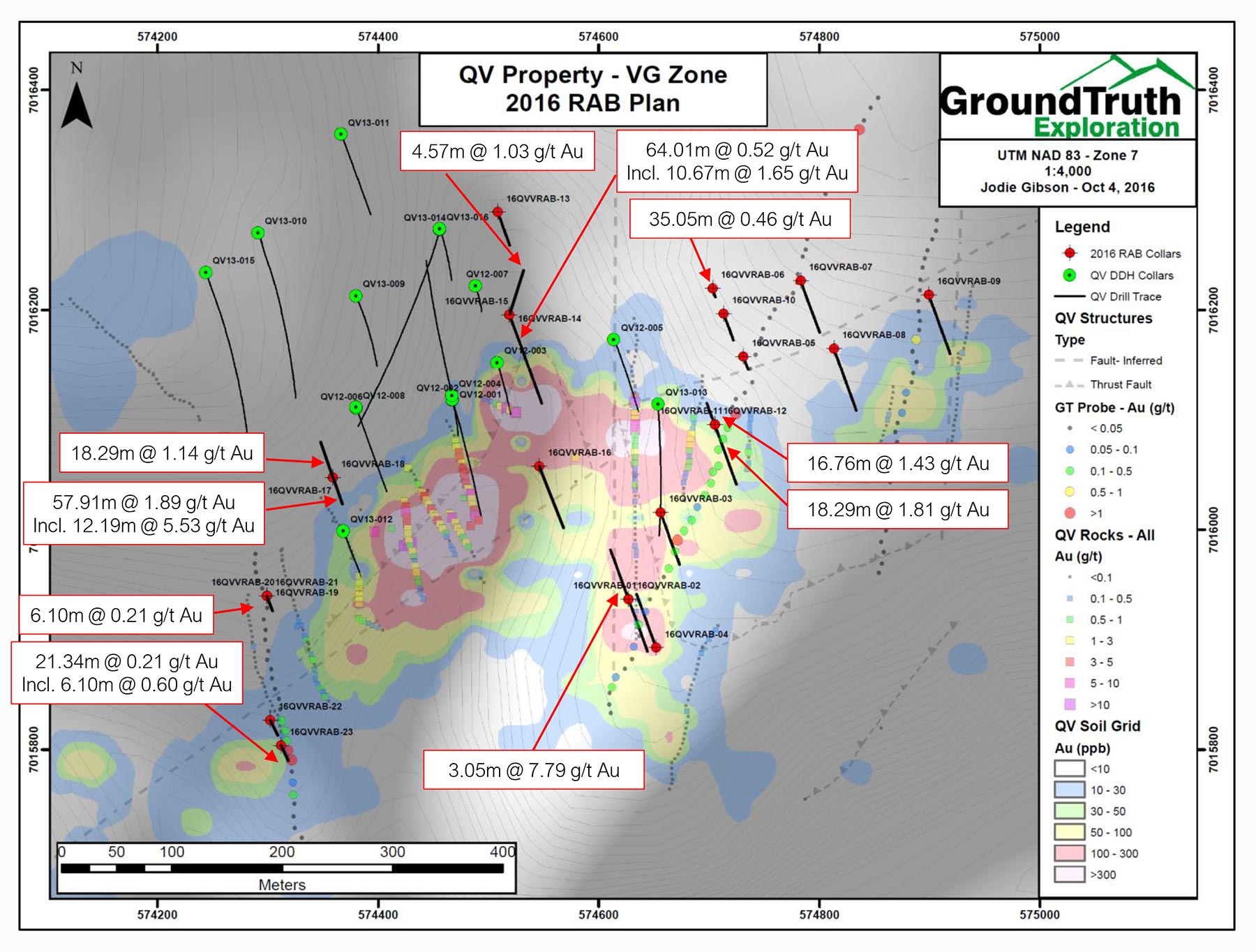 QV Property VG Zone - 2016 RAB (Rotary Air Blast) Drill Plan