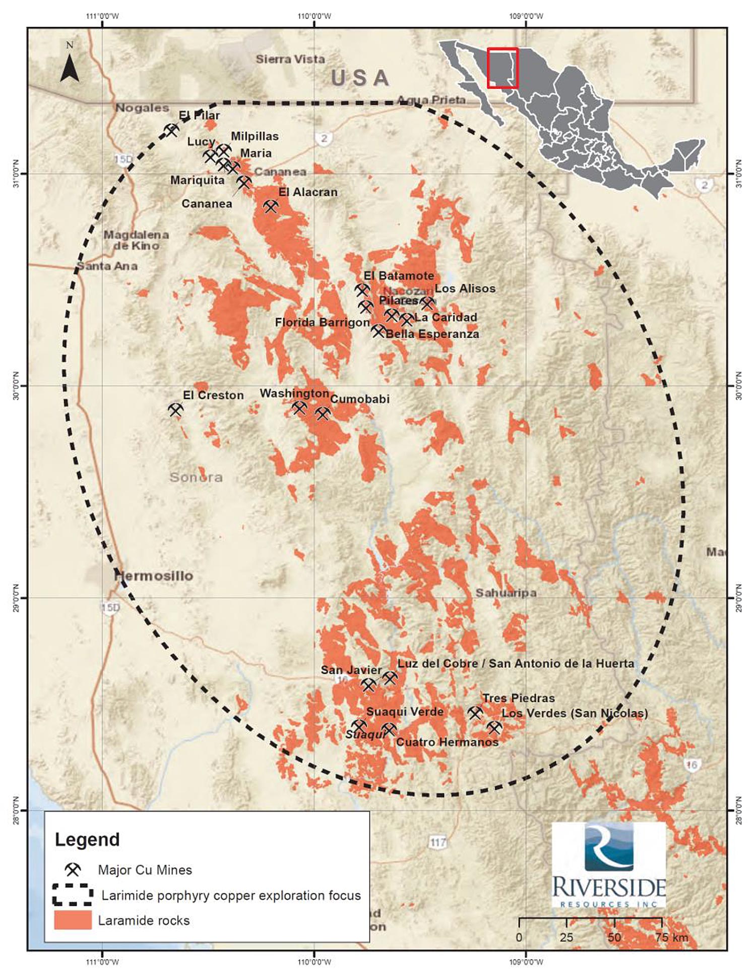 Region of Copper Belt of Mexico and Riverside-BHP Generative Program