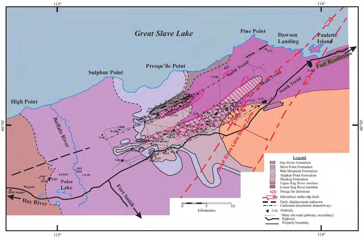 Sub-crop Geologic Map of Pine Point District.