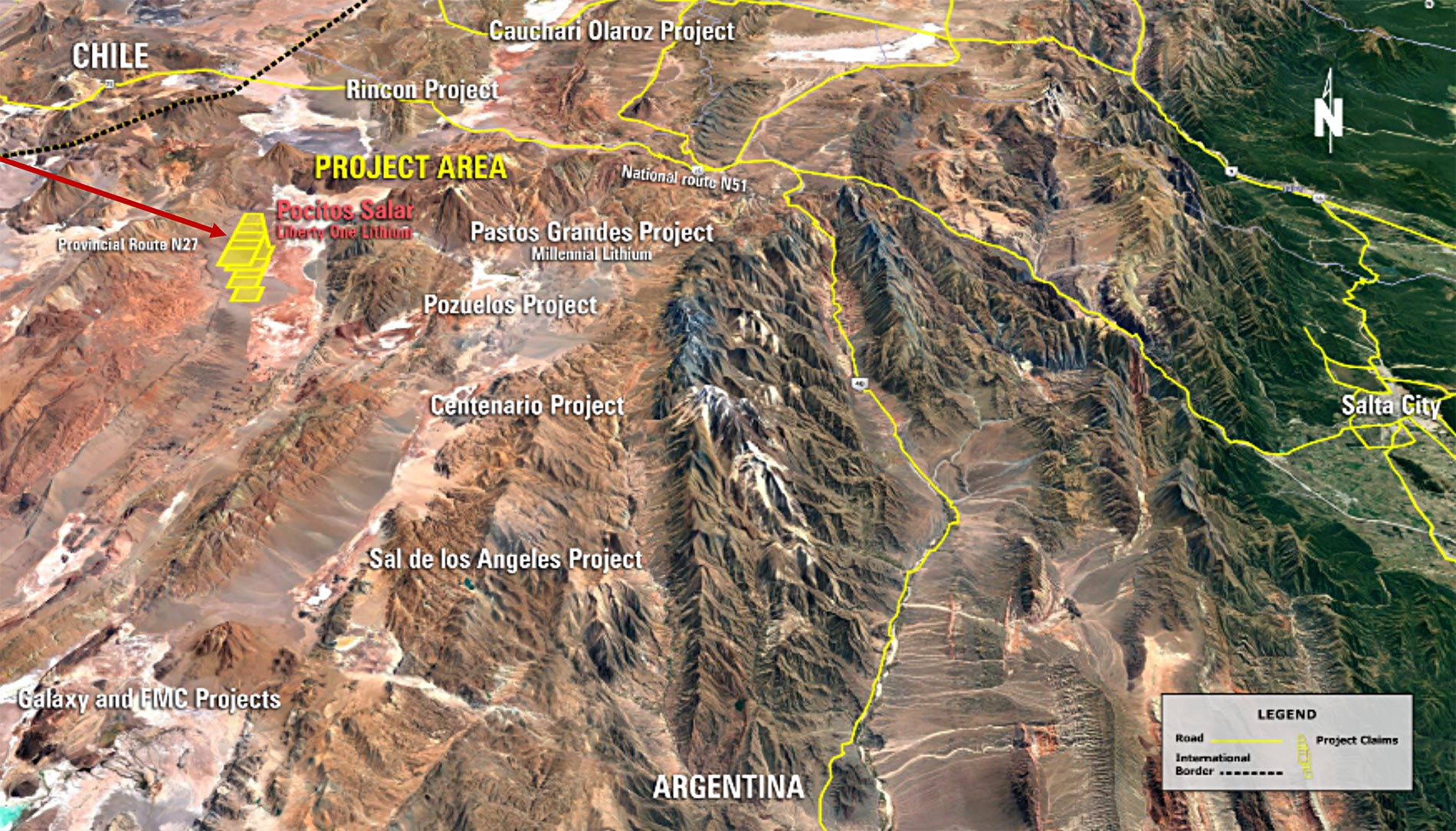 Liberty One Lithium: 39,000 acre property located in the western portion of the 60 kilometre long Pocitos Salar, and is nearby to many other lithium players