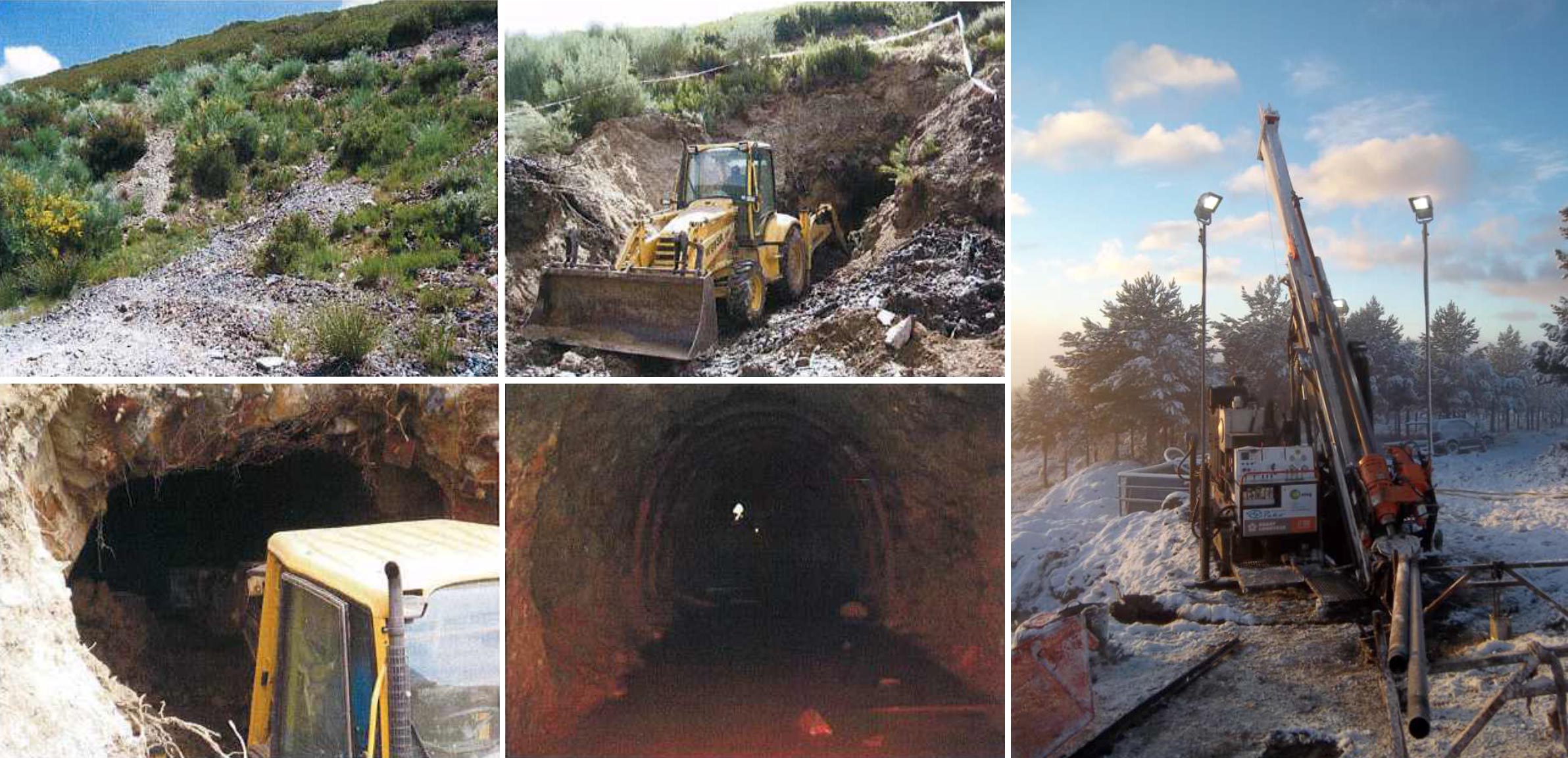 Valtreixal: Re-establishing Access to Underground Gallery (left) - Drill Set-Up (right)