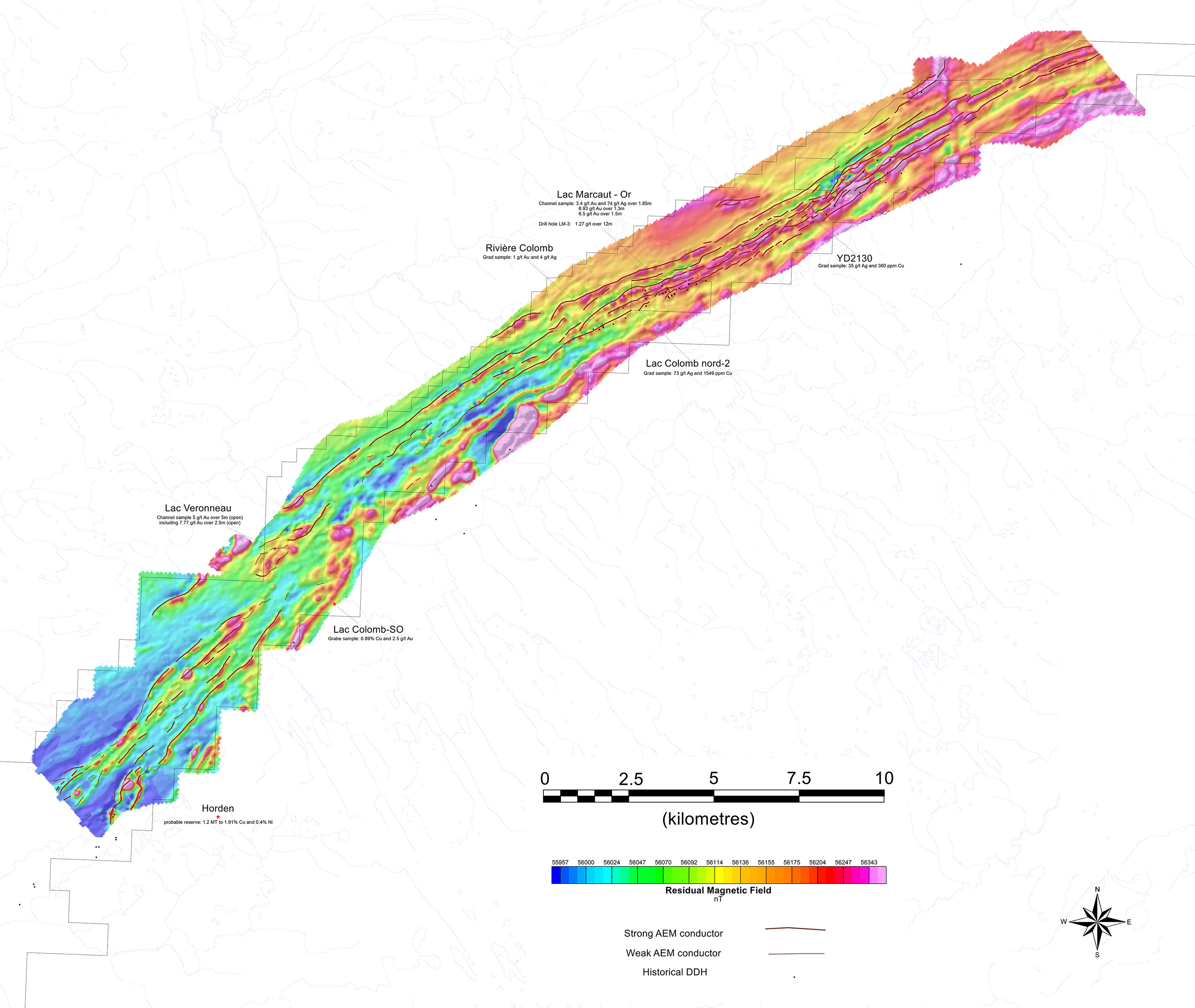 Veronneau Project Geophysics + historical drill holes