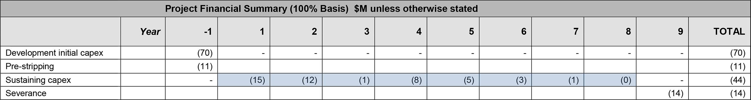 Cash flow projections in the pre-feasibility study