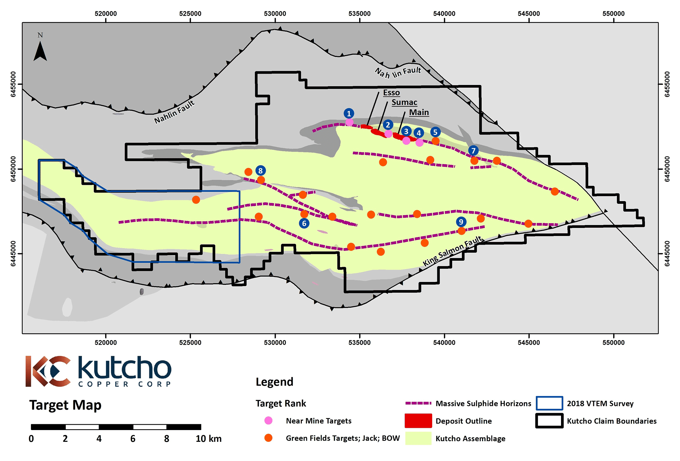 Upside potential: Multiple repeated VMS sulphide horizons are under-explored with no significant exploration conducted on the property since 1990