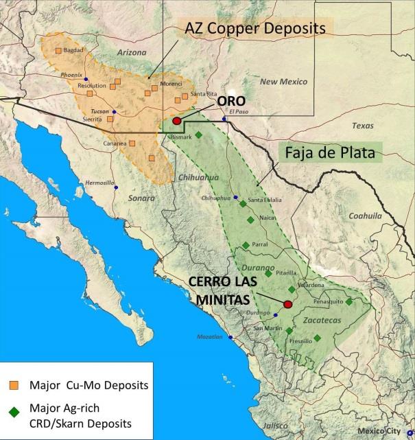 Oro and Cerro Las Minitas Project Location