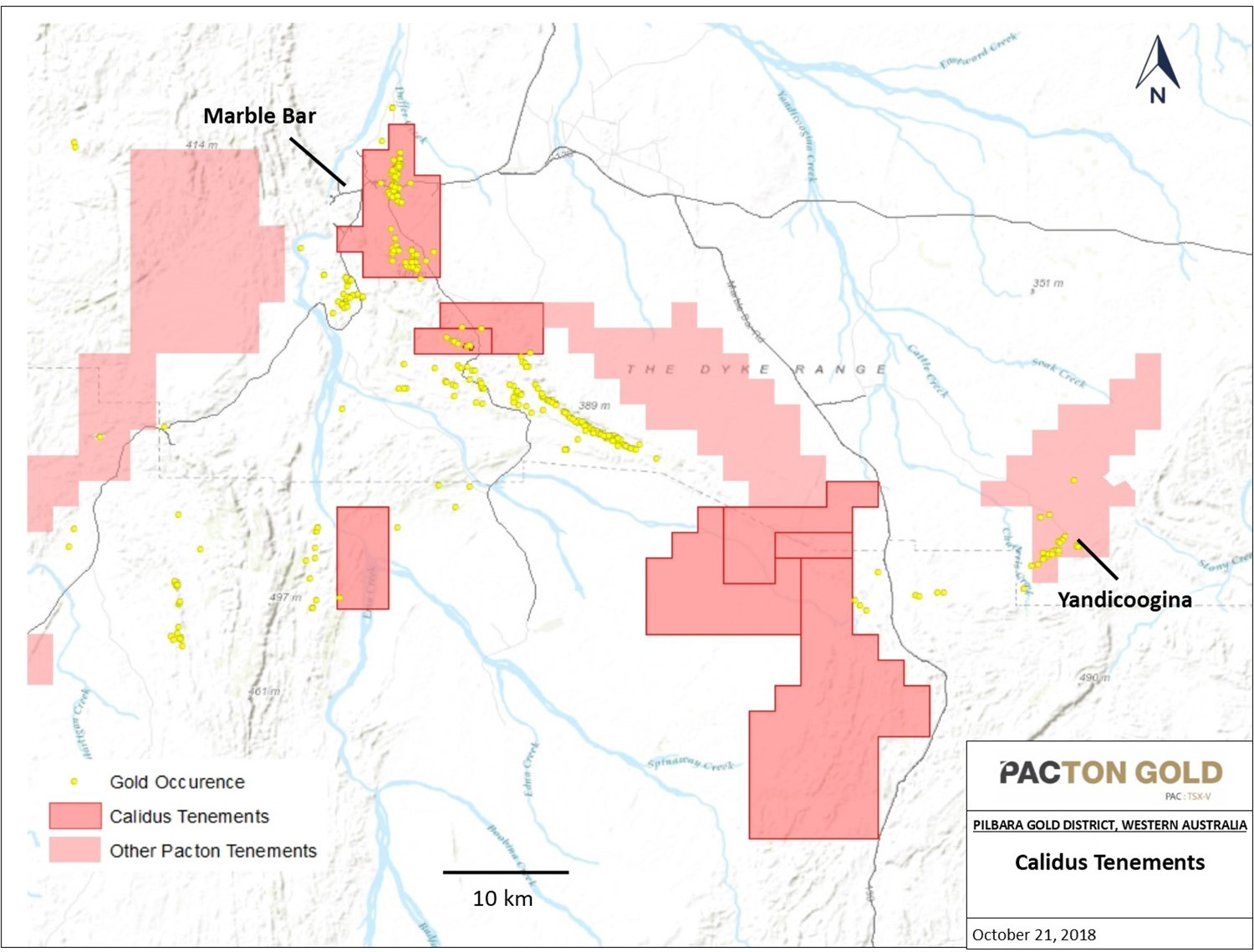 Location of Calidus tenements subject to Calidus-Pacton Agreement